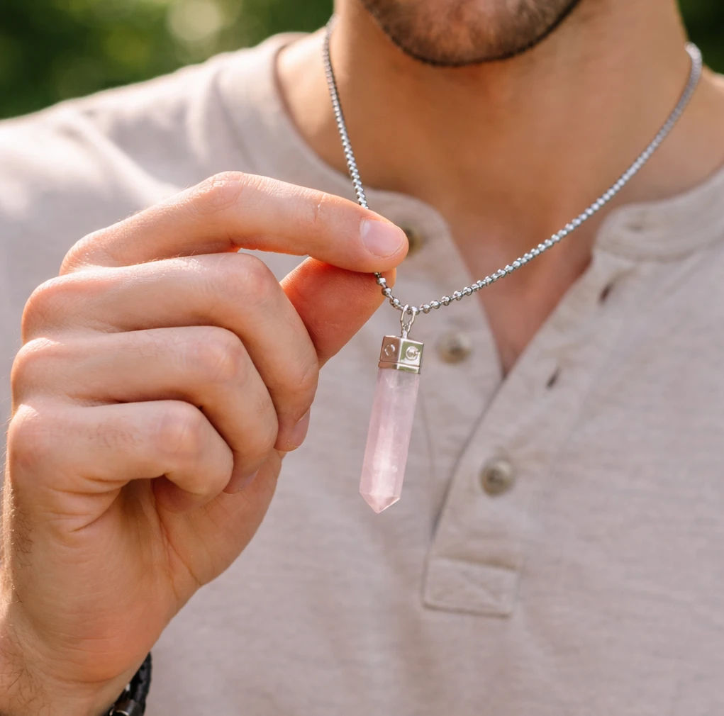 Rose Quartz Pencil Pendant – Attract Love & Emotional Healing