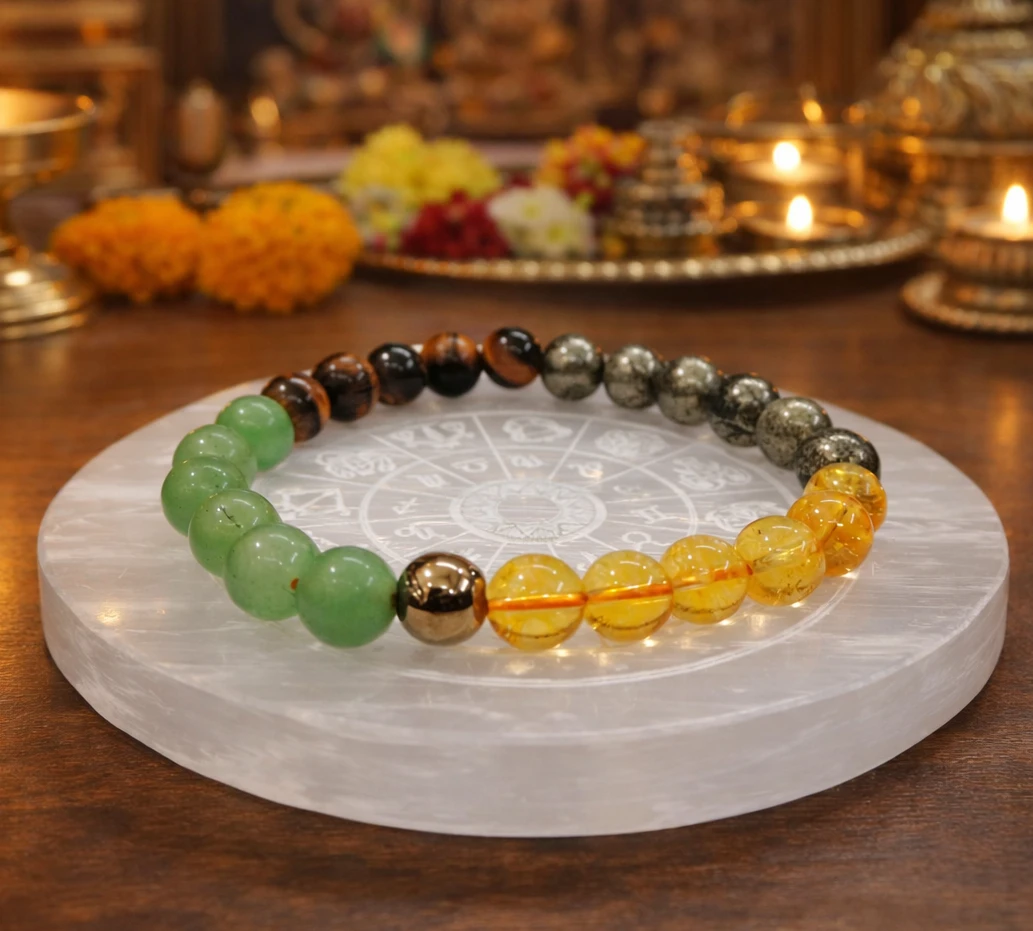 Money Magnet Bracelet with Selenite Zodiac Plate